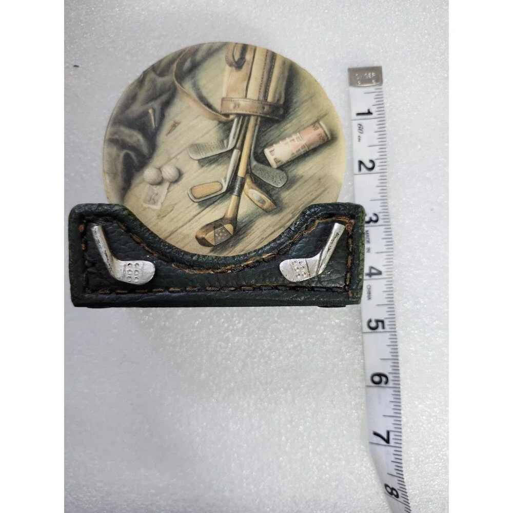 Hobby Lobby Golf Drink Coasters with Holder Set of 4